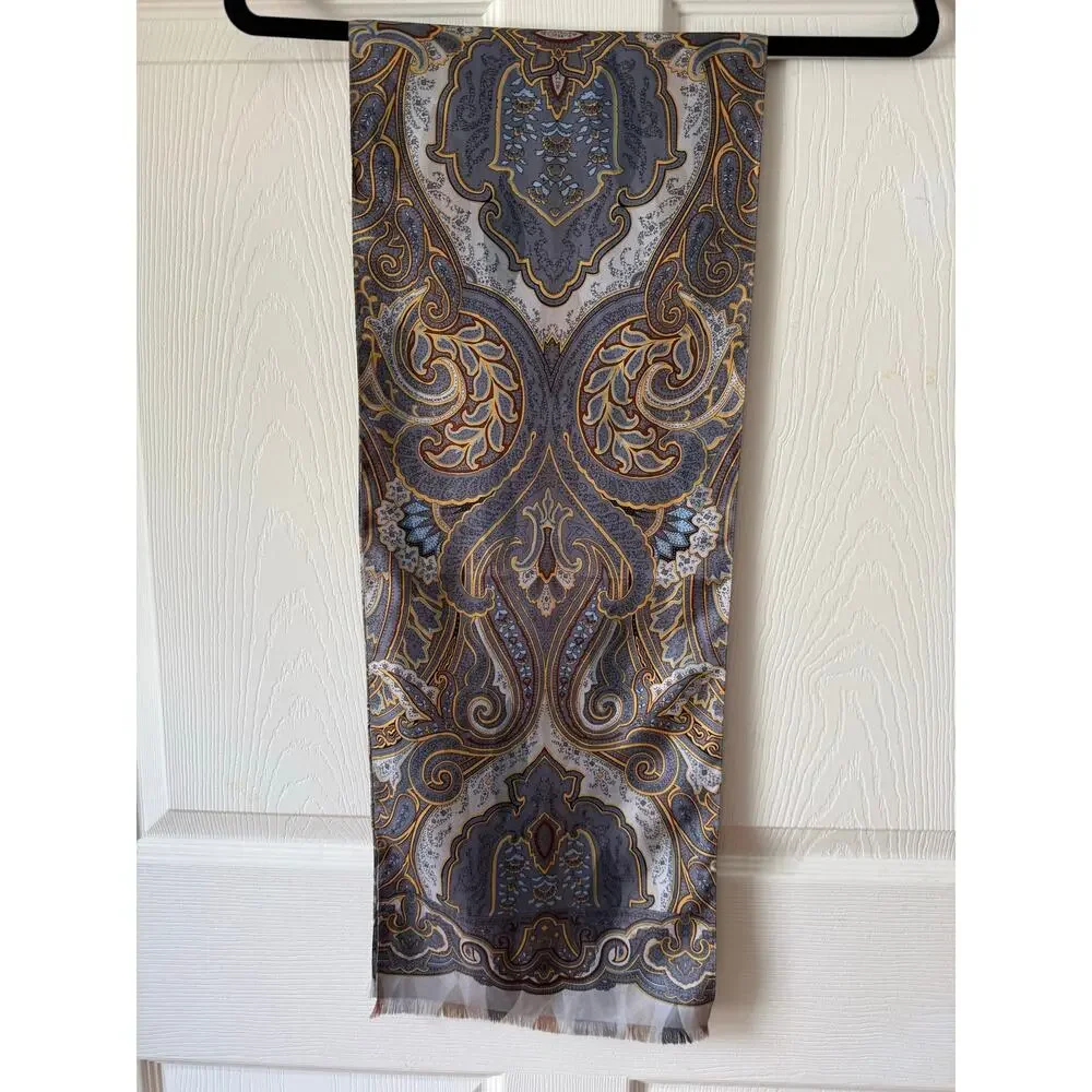 Paisley Reversible Silk Feel‎ Scarf Fringe